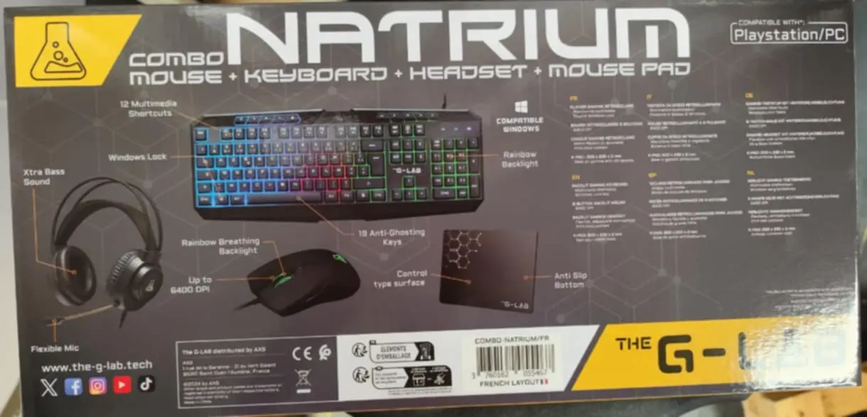 KIT 4 en 1 COMBO G LAB KORP NATRIUM PACK GAMING 4 en 1 G-LAB KORP COMBO NATRIUM - Runshopp OI - Hightech 974 – Image 3