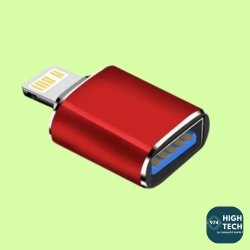 Adaptateur USB Femelle vers Lightning Male - Différents coloris - Runshopp OI - hightech 974 - Rouge