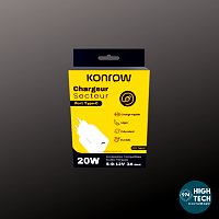 Chargeur secteur Konrow KC20CW -  USB Type C - Charge rapide 20W - Blanc - Hightech 974 - Runshopp OI